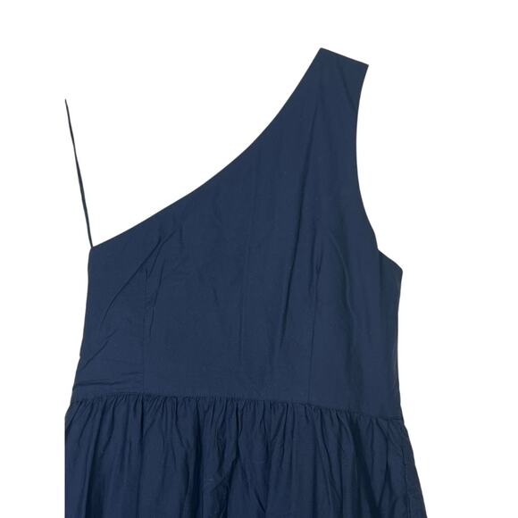 GAP Navy Blue One Shoulder A-line Side Zipper Eyelet Detail Midi Dress Size 6 - Picture 2 of 10